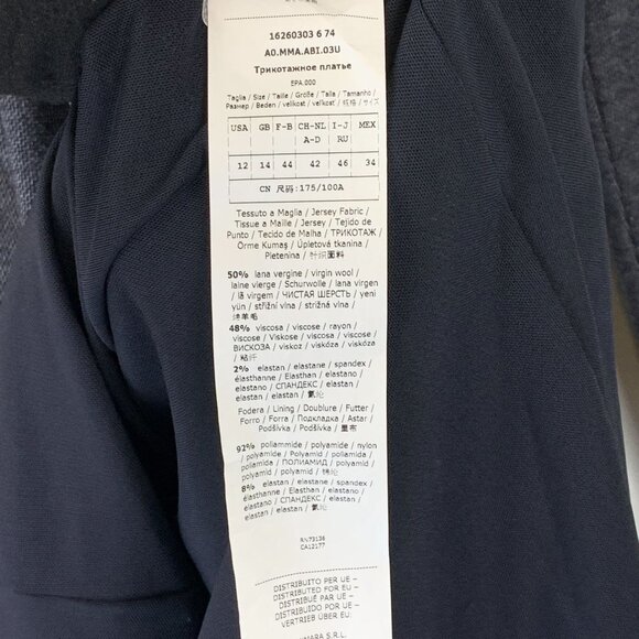 NWT MAXMARA Maniero Long Sleeve Wool Blend Jersey Dress Size 12 - Picture 10 of 10